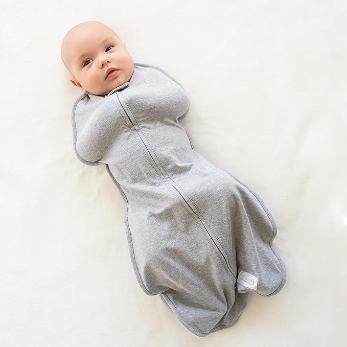 Woombie Original Baby Swaddling Blanket - Self-Soothing, Cotton Baby Swaddle with Zipper - Wearable Newborn Blanket, Twilight Heathered Gray, 5-13 lbs