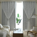 Kinryb Kids Curtains for Bedroom/Living Room/Classroom, Sheer Overlay Extra Long,2 Free Tiebacks, Double Layer Curtains with Star Cutout for Kids Room(W 52 x L 108 Inches,Greyish White 2 Pcs)