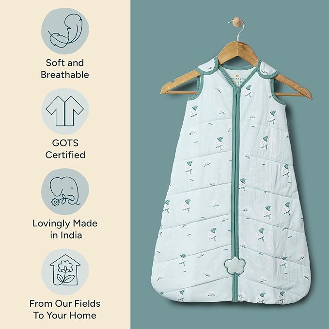 NINTARABABY1.5 TOG Sleep Sack - Premium Organic Cotton, Soft, Breathable, Wearable Blanket for Newborns, Infants & Toddlers (12-18 Months), Unisex Baby Sleeping Bag, Gifts for Babies