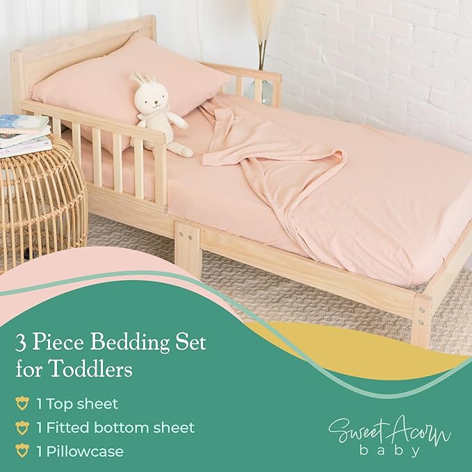 3 Piece Toddler Bedding Sets - Organic Cotton Jersey Knit - Fits Convertible Cribs and Mattresses - 9" x 28" x 52" - Juniper Green