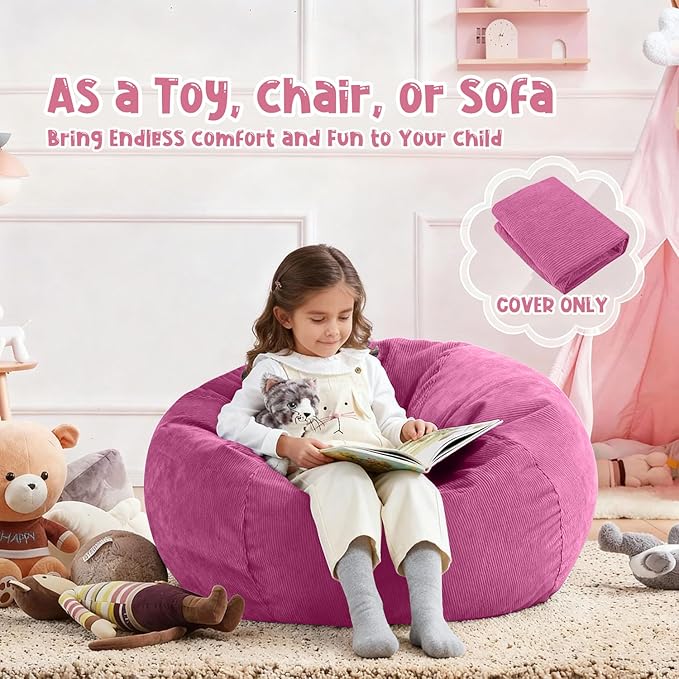 Nobildonna Bean Bag Chair Cover (No Filler) for Kids and Adults,Beanbag Stuffed Animal Storage Without Filling Plush Toys Holder and Organizer Soft Premium Corduroy 200L