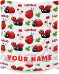 Custom Ladybug Throw Blanket - 50 x 60 Inches Cute Girls Gifts for Lady Bug Lovers - White Fuzzy Soft Decor for Sofa, Trip