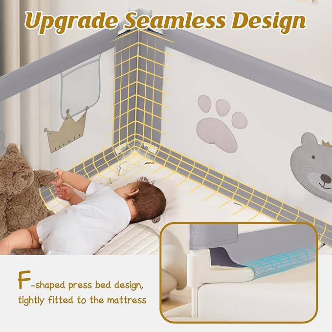 Height Adjustable Bed Rail for Toddlers, Kids Safety Baby Bed Rail for Twin/Full/King/Queen Size Bed (1, (1 Side) 76 Inch)