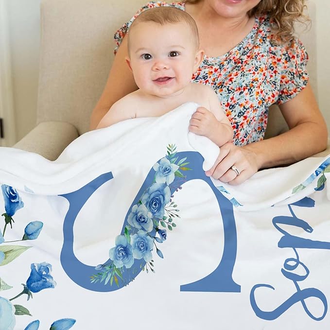 Ships Next Day, Personalized Baby Blankets, Custom Baby Blanket with Name for Girls,Gift for Chrismas Birthday Memorial Day, Customized Flannel Blanket for Kids Adults 50"X60"
