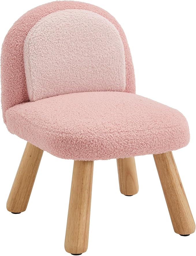 Kids Chair Toddler Chairs Comfy Sherpa Toddler Couch Sofa, Fluffy Kids Desk Chair for Drawing, Wooden Kid Reading Chairs, Boys Girls Desk Chairs for Bedroom/Playroom/Nursery/Gifts, Pink