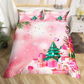 Christmas Bedding Set Kids Christmas Tree Snowman Xmas Theme Comforter Cover Set for Boys Girls Snowflake Duvet Cover Breathable Luxury Gift Boxes Bedspread Cover Room Decor Quilt Cover King Size
