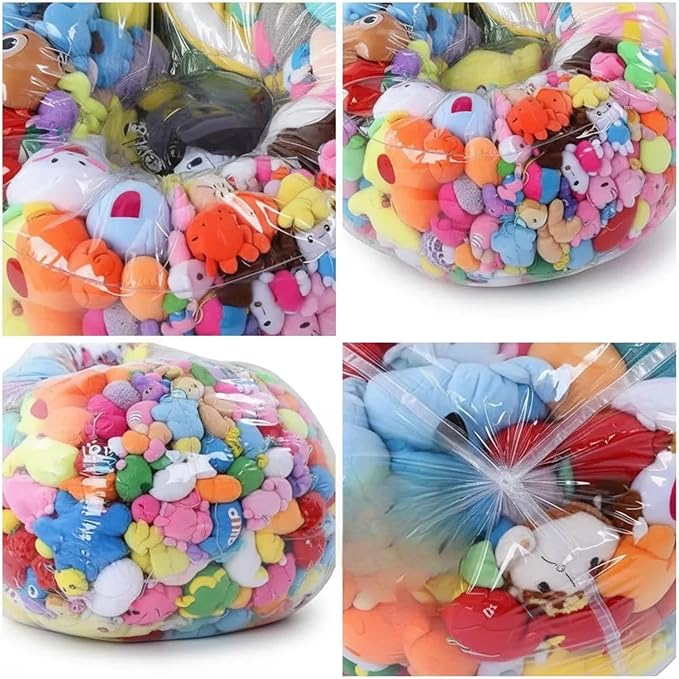 Clear Stuffed Animal Storage Bean Bag Chair Cover - Extra Large 150L, Waterproof & Easy-Clean Toy Organizer with Plastic Window,forNursery, Bedroom, Playroom (Cover Only, No Filler) (1 pcs)