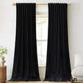 StangH Black Theater Curtains 132 inches Long High Ceiling Tall Blackout Curtains Back Tab Thermal Insulated Window Door Drapes for Living Room Office, W52 x L132, 2 Panels