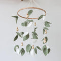 Green Leaf Crib Mobile Forest Baby Mobile for Crib Green Leaf Baby Crib Mobile with Wooden Bead Woodland Baby Mobile for Bassinet Toys Hanging