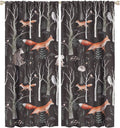 Rustic Forest Curtain, Woodland Country Hunting Animal Deer Fox Wildlife Bear Farmhouse Lodge Cabin Blackout Rod Pocket Windows Door Curtain for Bedroom Living Room Home Decor 42x54in