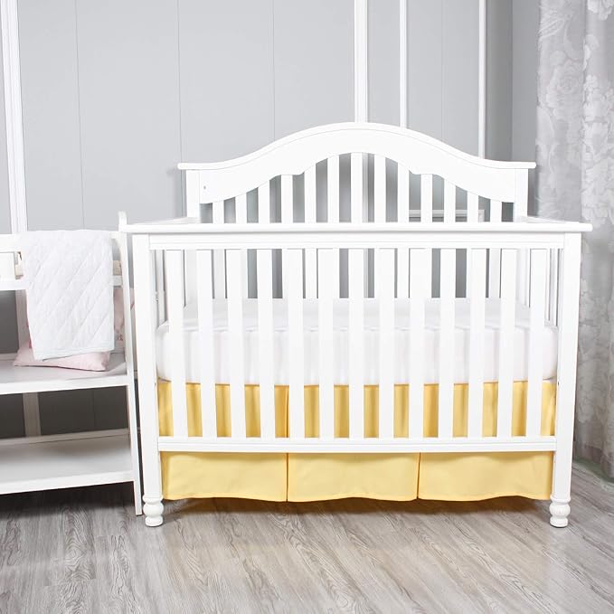 Belsden 2 Pack Crib Skirts with Durable Woven Platform, 2 Colors for Baby Girls, Split Corners Crib Dust Ruffle for Easy Placement, 14 inches (36cm) Length Drop, Red & Yellow