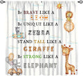 Cartoon Animals Curtains, Cute Jungle Animal Zebra Elephant Lion Giraffe Blackout Window Treatments, Rod Pocket Thermal Insulated Drapes 2 Panel Sets for Kids Bedroom Nursery Classroom, 42"W X 54"L