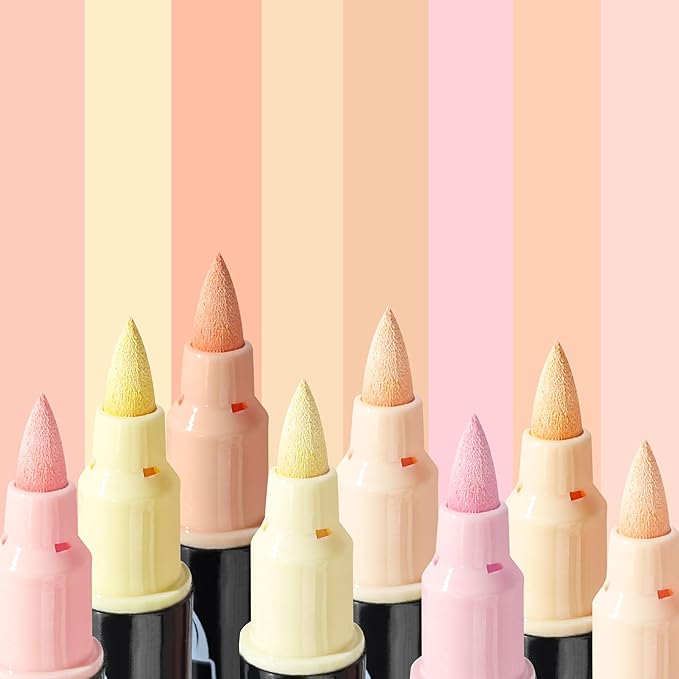 24 Colors Dual Tip Art Markers with Fine & Soft Brush Acrylic Paint Pens Lighter Skin Tone for Paper, Rock Painting, Wood Sign, Drawing for Adult Waterproof