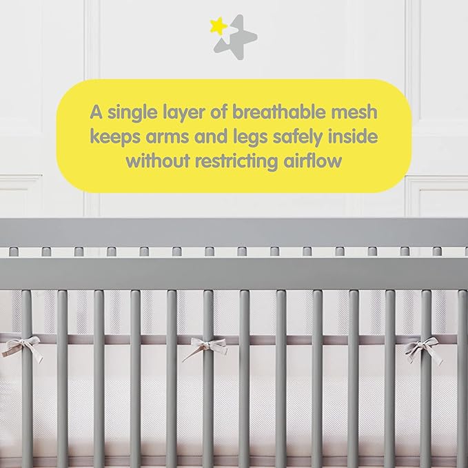 BreathableBaby Breathable Mesh Liner for Full-Size Cribs, Classic 3mm Mesh, Owl Fun Gray (Size 4FS Covers 3 or 4 Sides)