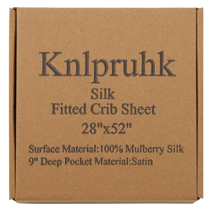 Knlpruhk Silk Fitted Crib Sheet 28" x 52" Surface (100% Pure Mulberry Silk) – 9" Deep Pocket (Satin) for Baby Hair 19 Momme 6A High Grade Fibers Ultra Soft Smooth Breathable Pink