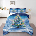 Feelyou Christmas Comforter Set Full Size Xmas Tree Bedding Set for Kids Boys Girls Winter Snowflake Duvet Quilt Christmas Tree Ornaments Bedroom Decor Microfiber 3 Pcs with 2 Pillow Cases
