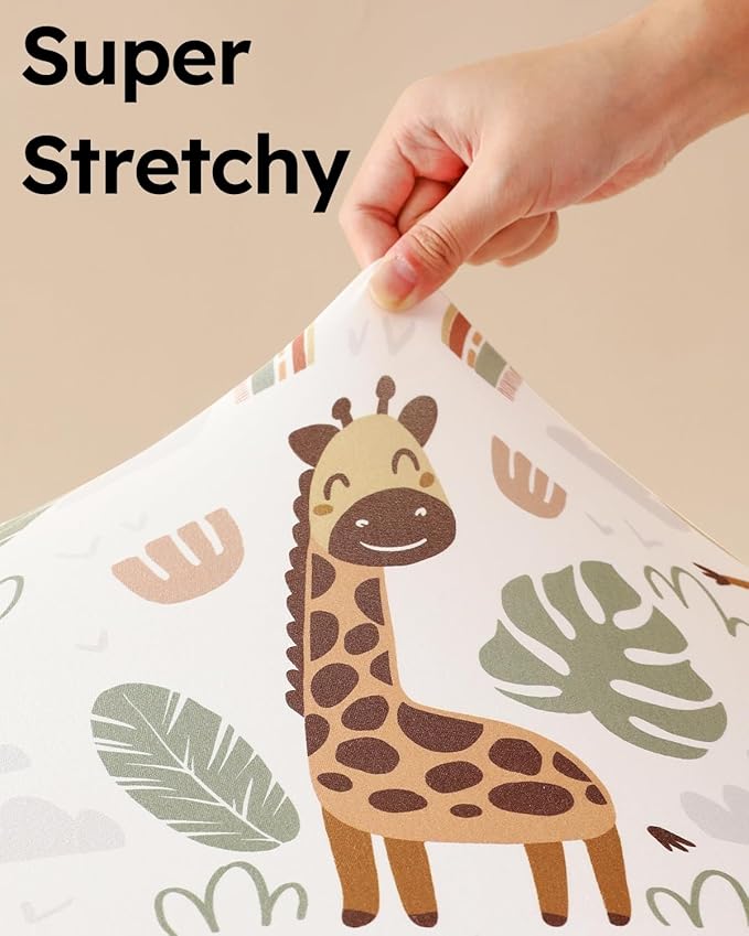 Pack and Play Sheets Fitted, 3 Pack Soft Stretchy Baby Mini Crib Sheets for Pack N Play Mattress and Portable Playard Sheets for Boys and Girls Brown Giraffe Elephant