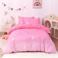 JSD Pink Stars Kids Duvet Cover Set Full Size, 3 Piece Girls Space Theme Microfiber Comforter Cover with Pillow Shams Zipper Closure, Comforter Not Included