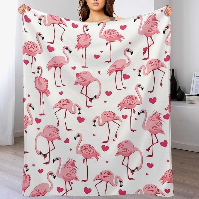 Flamingo Pink Throw Blanket for Kids & Adults - Soft, Warm, Cozy Fleece for Couch, Sofa, Bed - 50"x60"
