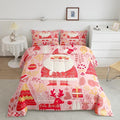 Feelyou Cute Santa Claus Bedding Set for Kids Boys Girls Full Size Xmas Deer Elk Decor Comforter Set Ultra Soft Comforter Xmas Tree Duvet Quilt Bedroom Decor Christmas Decor Quilt
