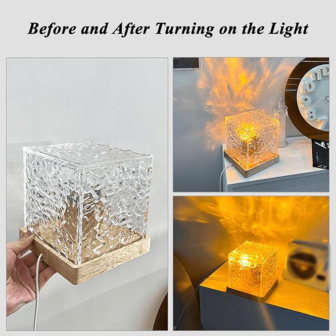 Aurora Borealis Night Light Dreamscape Projector, Magical Northern Lights for Your Room, 3/16 Colors Ambient Dynamic Wave Cube Lamp with Remote (16 Colors Rechargeable, Wood)