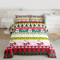 Feelyou Merry Christmas Tree Bedding Set Soft for Boys Girls, Cute Snowman Comforter Set Full Size Santa Claus Duvet Quilt Microfiber Cartoon Bowknot Bedroom Decor 3 Pcs with 2 Pillow Cases
