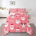 Feelyou Christmas Comforter Set All Season Santa Deer Bedding Set with 2 Pillow Cases Snowflake Microfiber Kids King Bedclothes Bedroom Decor Duvet Quilt Breathable Soft Lightweight