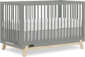 Dream On Me Hygge 5-in-1 Convertible Full-Size Baby Crib in Sea Grass & Vintage Oak, GreenGuard Gold & JPMA, Converts to Toddler, Day & Full-Size Bed, Adjustable Mattress Heights, Modern Nursery