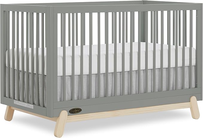 Dream On Me Hygge 5-in-1 Convertible Full-Size Baby Crib in Sea Grass & Vintage Oak, GreenGuard Gold & JPMA, Converts to Toddler, Day & Full-Size Bed, Adjustable Mattress Heights, Modern Nursery