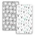 GRSSDER Stretchy Ultra Soft Jersey Knit Fitted Crib Sheets Set 2 Pack, Cozy Crib Sheet Fits All Standard Crib Mattress Pads, Grey Bear for Girls and Boys