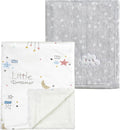 CREVENT 2Pcs 30''X40'' Cute Cozy Fluffy Warm Baby Blankets for Infants Toddlers' Bedding Crib Cot Stroller - Grey Cloud + Dream
