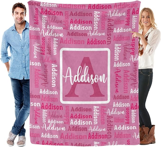 Dr.TOUGH Name Blanket Personalized Blanket for Adult Kids Flannel Customized Personalized Blankets and Throws