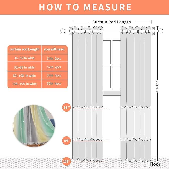 XiDi Grey Green Yellow 72 Inches Curtains for Girls Bedroom 2 Panels Set, Blackout Rainbow Curtains for Kids Room Decor, Unicorn Wall Decals Drapes for Little Girl Nursery Room 52 Inches Wide
