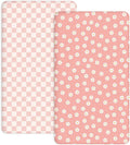 Crib Sheets for Boys and Girls, 2 Pack Fitted Baby Sheets for Standard Toddler Mattress 28" x 52", Soft Breathable Jersey Knit Baby Bedding (Rosy Days)