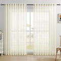 Dreaming Casa Ivory Sheer Curtains 84 Inches Long, Rod Pocket & Back Tab Light Filtering Textured Sheers for Living Room Bedroom, 2 Panels, Each 100" W x 84" L
