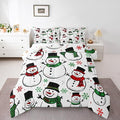 Feelyou Christmas Comforter Set All Season Snowman Bedding Set with 2 Pillow Cases Snowflake Microfiber Kids King Bedclothes Bedroom Decor Duvet Quilt Breathable Soft Lightweight