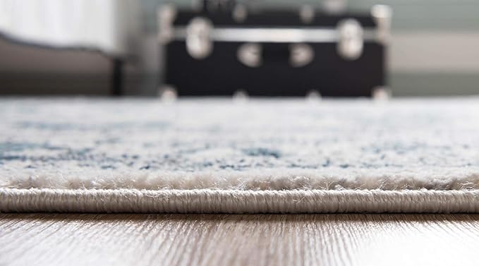 Rugs.com Charleston Collection Rug – 6 Ft Runner Ivory Low-Pile Rug Perfect for Hallways, Entryways