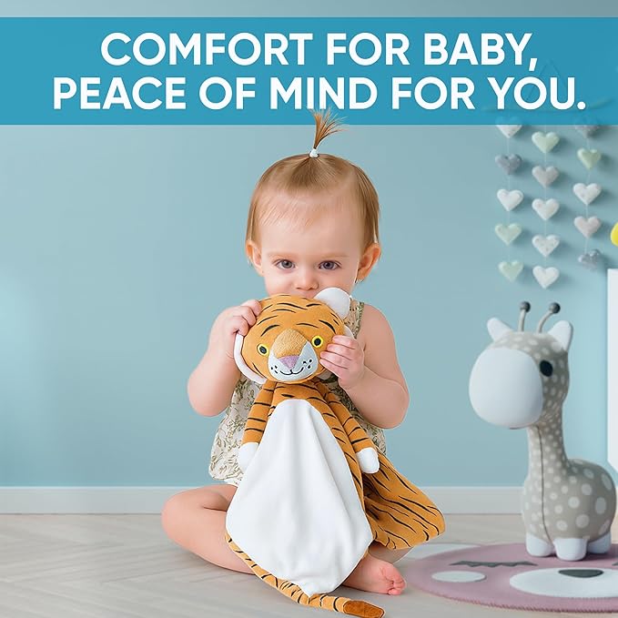 4-in-1 Sound Machine, Baby Lovey, Blanket - White Noise & Lullaby Plush Tiger - Calms & Reduces Wakeups, Helps Toddler Sleep Longer - Proven Sleep Aid -Musical BPA-Free, Machine Washable Newborn Gift