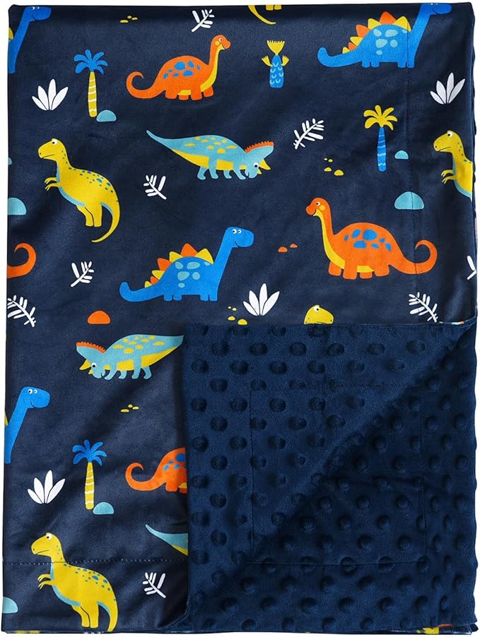 david's kids Micro Fleece Minky Baby Blanket for Boys with Double Layer and Soothing Raised Dots, Breathable and Soft Lightweight Receiving Blanket for Newborns, 40x50 Inches, Dinosaur