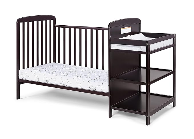 Suite Bebe Ramsey 3 in 1 Convertible Baby Crib and Changer in an Espresso Finish