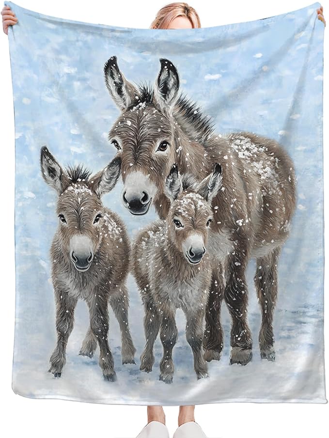 Tijuboni Donkey Throw Blanket Donkey Gifts for Girls Boys Women Men Kids Adults Soft Flannel Fleece Blanket for Couch Sofa Bed Home Decor 60"x80"