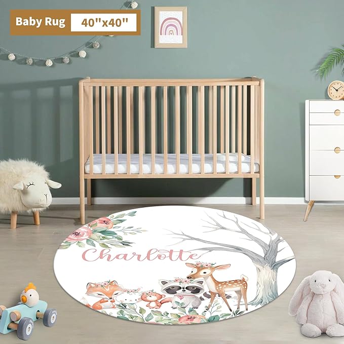 Custom Baby Crib Bedding Set, 3 Pcs Personalized Nursery Bedding Set with Name, Soft Baby Bedding Crib Sets with Blanket - Toddler Crib Sets for Girls Boys, Newborn Gifts, Pink Forest Animals