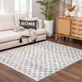 Hauteloom Benjy Living Room, Bedroom Area Rug - Contemporary - Cream, Silver Blue - 4' x 6'