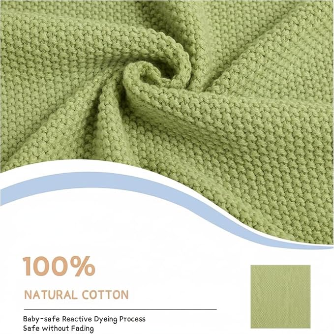 Baby Knit Blanket Soft Breathable Cotton Scallop Border Blankets Newborn Knitted Blanket Swaddle Blankets Gifts for Baby Newborn Toddler Shower Boy Girl New Mom Birthday Christmas SG 28x36