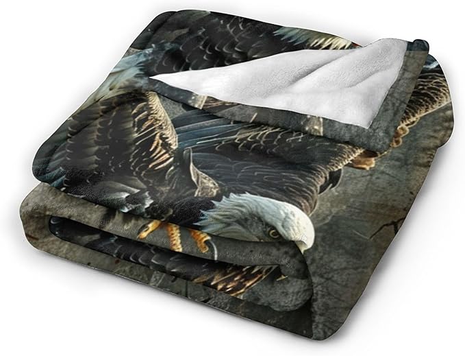 American Eagle Blanket Bald Eagle Throw Blanket Eagle Gifts and Decor Eagle American Flag Blanket for Girls Boys Women Men Kids Adults Soft Warm Cozy Fleece Blanket for Couch Sofa Bed 60"x50"