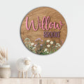 Personalized Wooden Name Sign, Custom Wildflower Nursery Sign, Round Name Sign, Baby Shower Decor, Wildflower Decor, Boho Floral Pattern, Wooden name signs for nursery gift