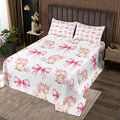 Manfei Cartoon Unicron Kids Bedspread Twin Size,Pink Bowknot Bow Tie Princess Tale Coverlet Set,Girls Women Room Decor,Cute Unicorn Bow Toddler Quilted Coverlet,Lovely Chic Bedding Quilt,1 Pillowcase