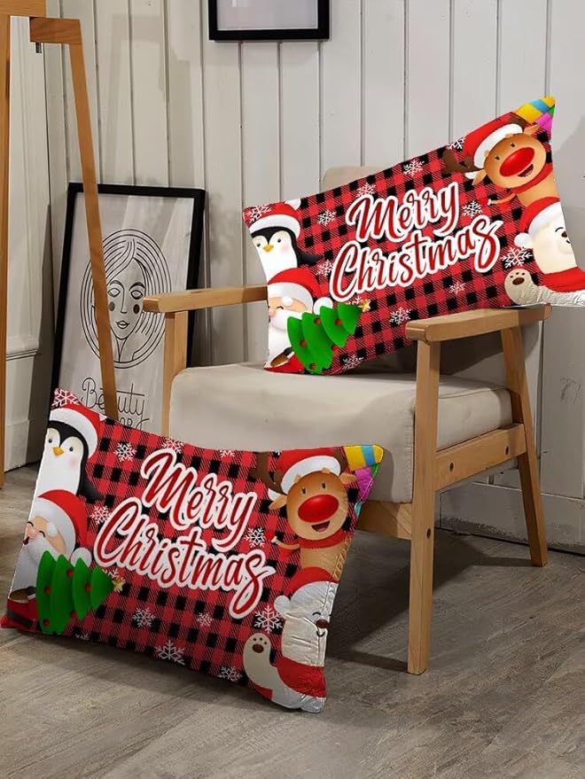 Christmas Comforter Set Queen Size Black and Red Plaid Bedding Sets Xmas Gift Christmas Themed Festival Winter Quilt Set,1 Comforter + 2 Pillow Cases