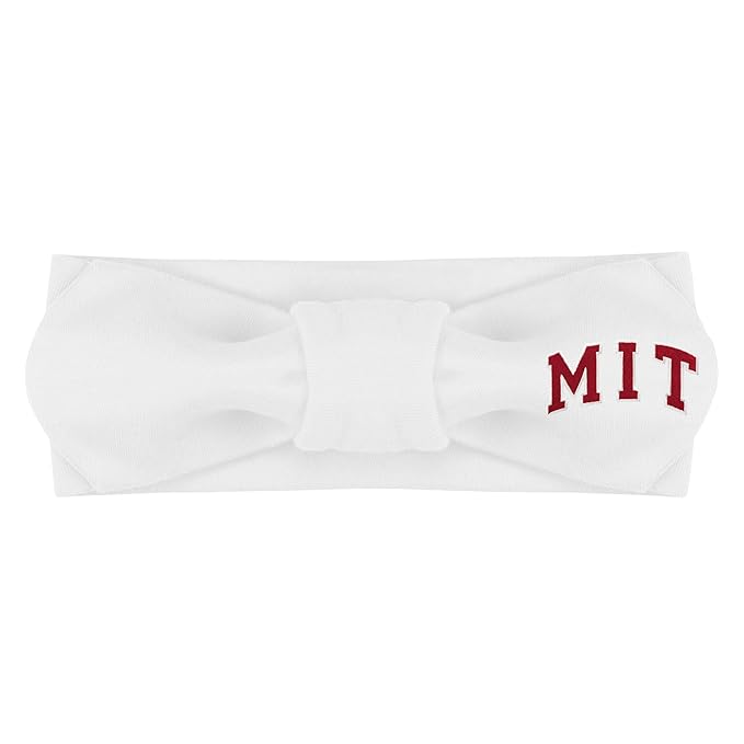 Creative Knitwear MIT Engineers Infant Girls White Solid Hair Knot Headband Embroidered Logo - Size Newborn - 4T