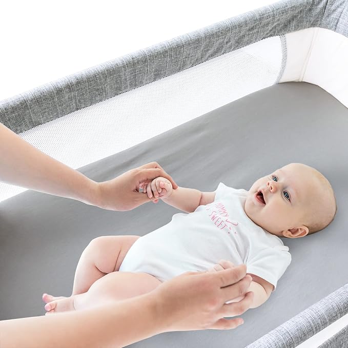 Bassinet Sheets Compatible with Yacul, Graco Travel Lite and Simmons Kids Bassinet(not for Twins), 100% Cotton, 2 Pack, Ultra Soft Bassinet Sheet for Baby, Gray
